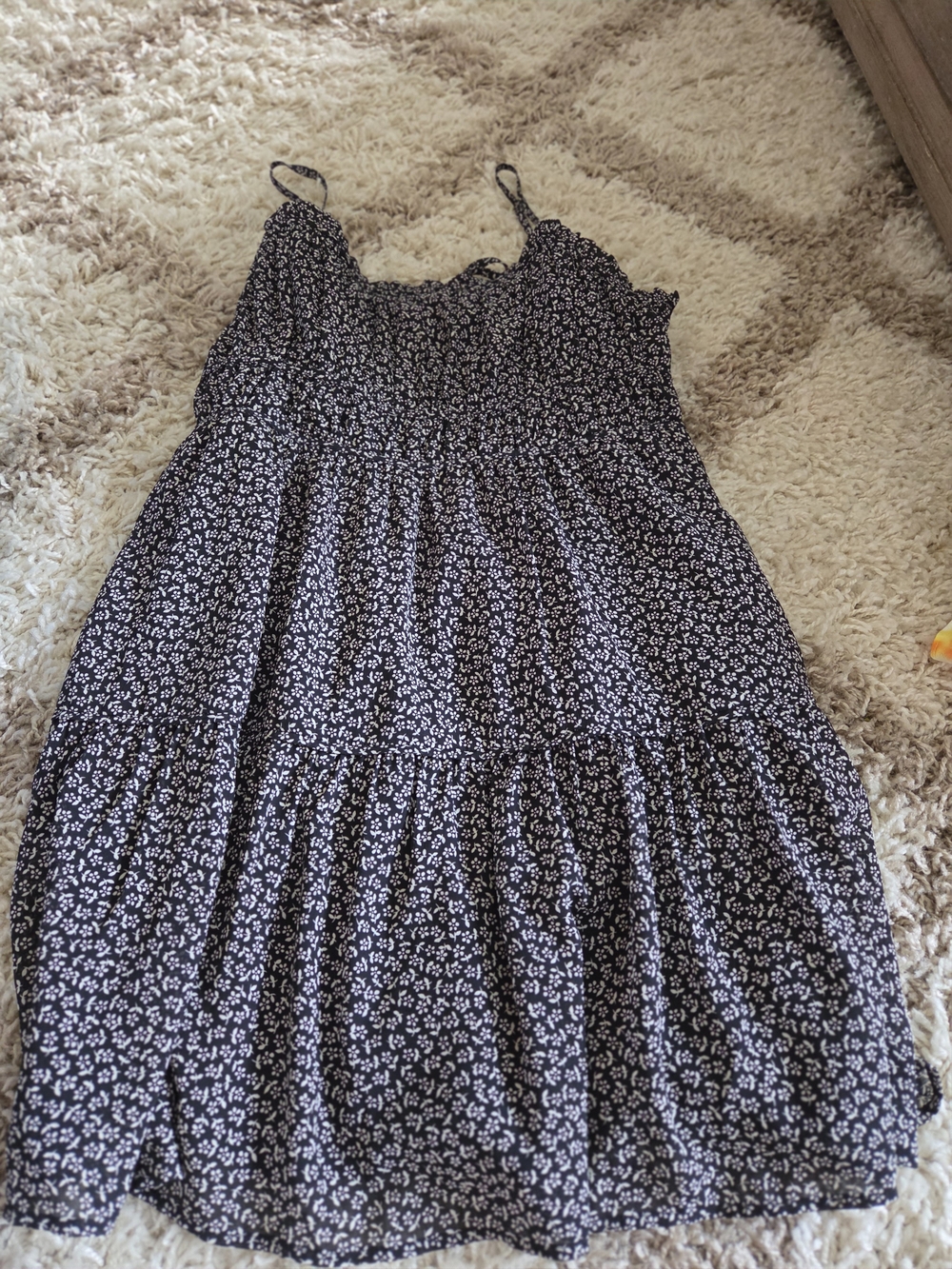 Madewell Black Mini Dress with White Floral Print